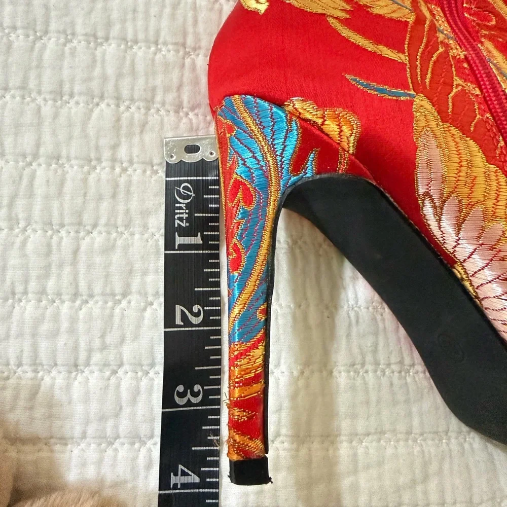 Cape Robbin Vibrant Red Floral Over-the-Knee Boots